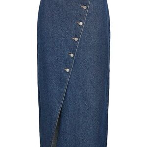 Zara Denim Asymmetrical Midi Skirt